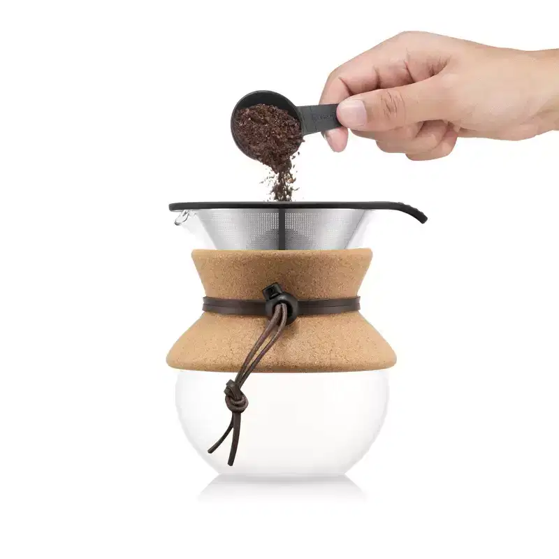 Bodum 4 Cup 17oz Pour Over Coffee Maker: Glass Carafe, Cool Touch Handle, Permanent Filter, Dishwasher-Safe, Manual Use