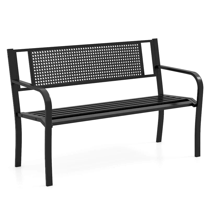 Costway 50 Garden Bench with Patterned Backrest and Curved Armrests - See Details