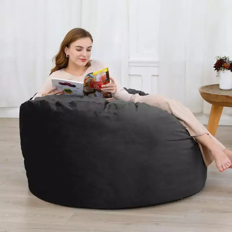 Bean Bag Chair for Teens Adults Round Giant Beanbag Chairs with Foam Filled, Living Room Furniture Sofa Chair Lazy Sofa with Velvet Fabric
