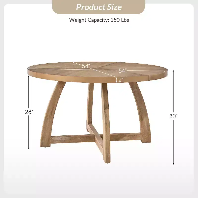 Nicola 54 Mid-century Modern Solid Wood Round Dining Table|HULALA HOME