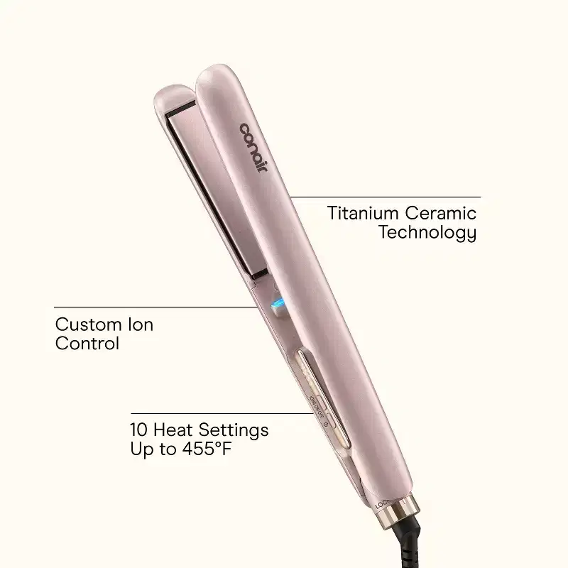 INFINITI PRO CONAIR Frizz-Free Flex Flat Iron: 455 Max Heat, 10 Heat Settings, 30-Second Heating, 1" Plate Size