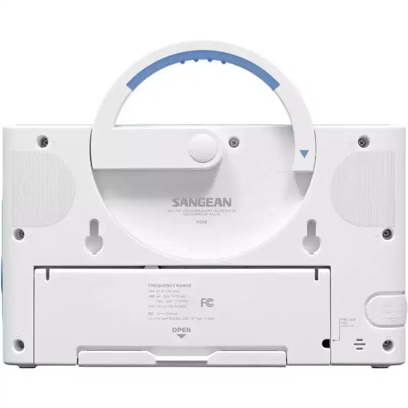 Sangean H202 Waterproof Bluetooth AM/FM Weather Alert Shower Radio with NOAA Weather Alert and LED Flashlight