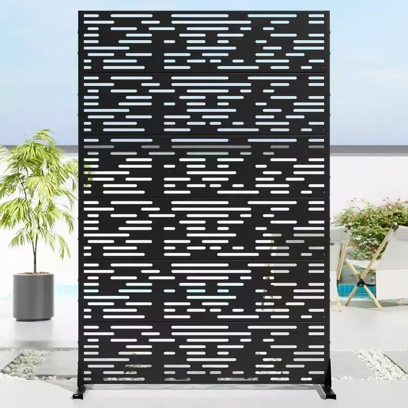 72 H47W Black Metal Planter Box with Trellis Privacy Screen for Caf Patio,Garden & Balconies