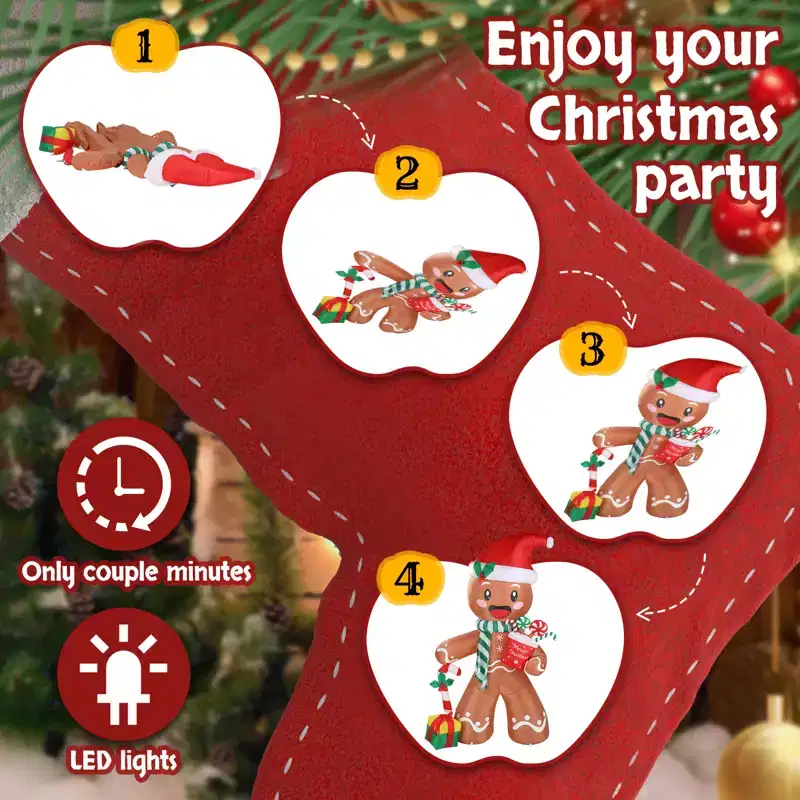 7.9 FT Christmas Inflatable Decoration, Inflatable Gingerbread Man Outdoor Decoration Blow Up Yard Decorations for Holiday Party Yard Lawn Garden
