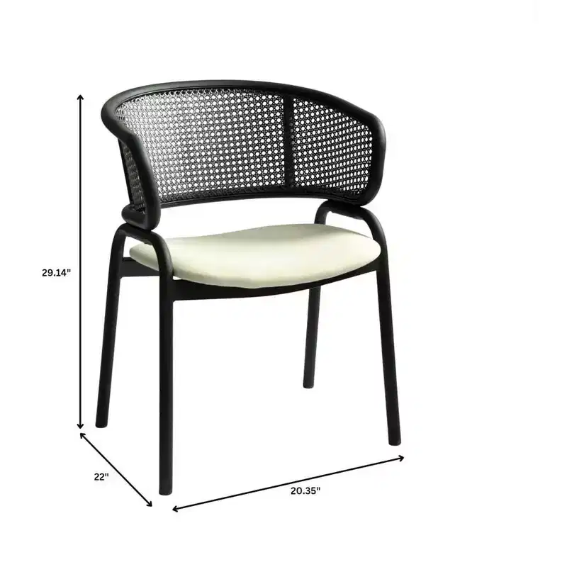 LeisureMod Ervilla Modern Dining Side Chair  Cozy Upholstered Accent Armchair with Black Iron Legs, Kitchen, Dining Room, Cafe, Restaurant Seating