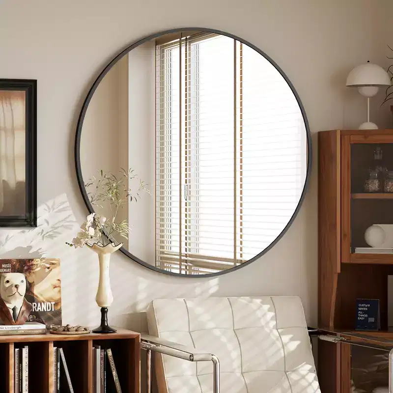 Round Wall Mirror Bathroom Vanity Mirrors 24x24, Black