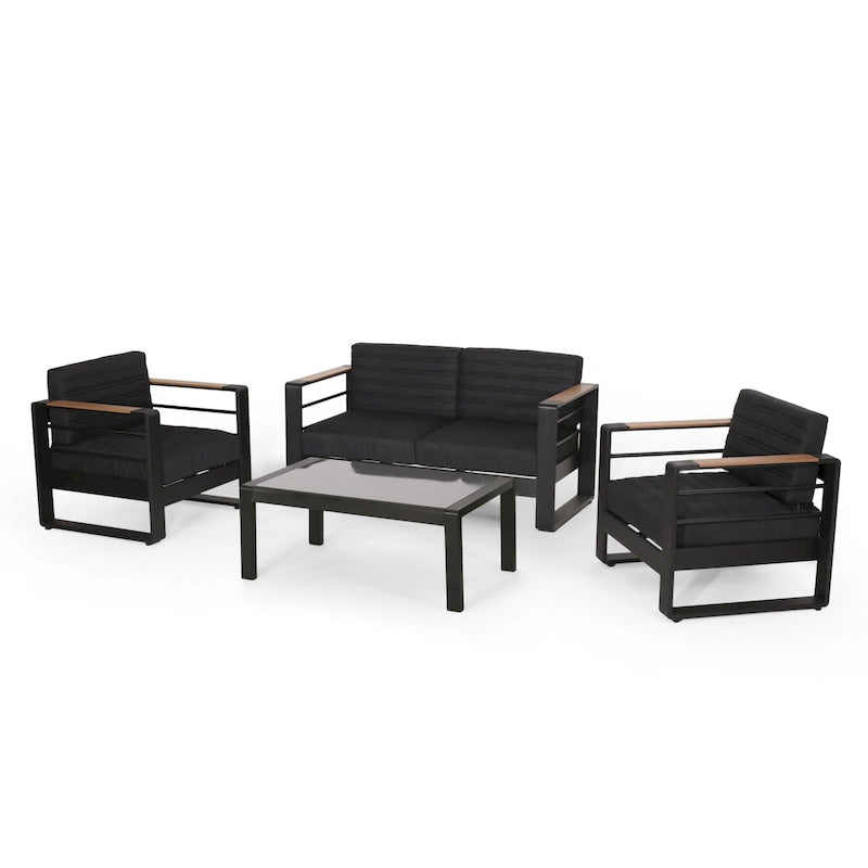 Giovanna Cushioned 4-piece Patio Chat Set by Christopher Knight Home
