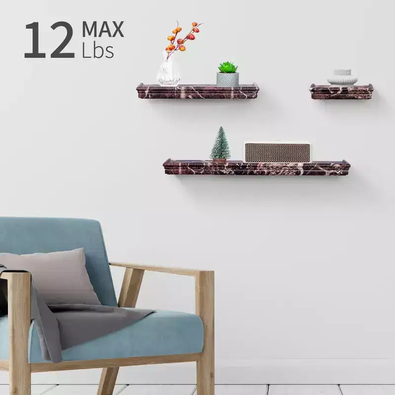 15.7 Grey Floating Shelf C invisible-bracket wood wall mount, perfect bathroom/bedroom/kitchen dcor or book/plant display, easy install.