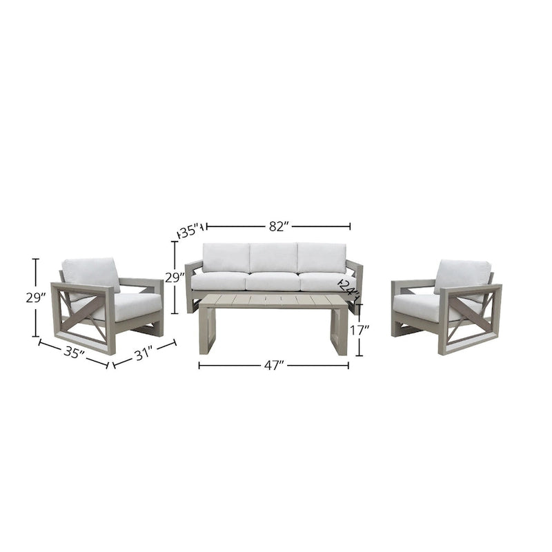 Diglur 4-Piece Outdoor Lounge Set, Gray