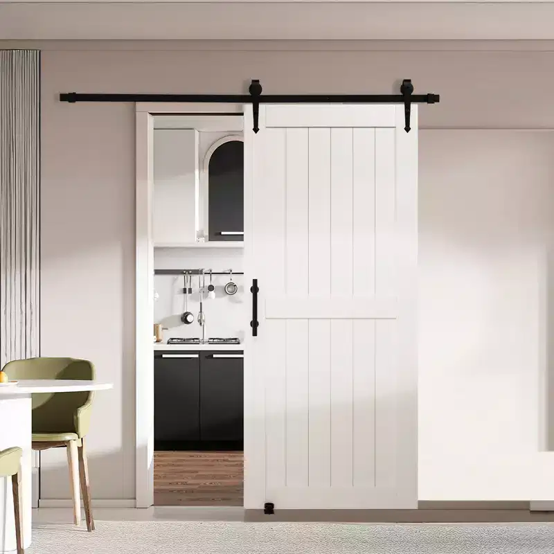 VEVOR Sliding Barn Door, 36 x 84 inch, High-Strength MDF Panel, Barn Door with Hardware Kit, Water-Proof PVC Surface, Easy to Install, H-Frame,White