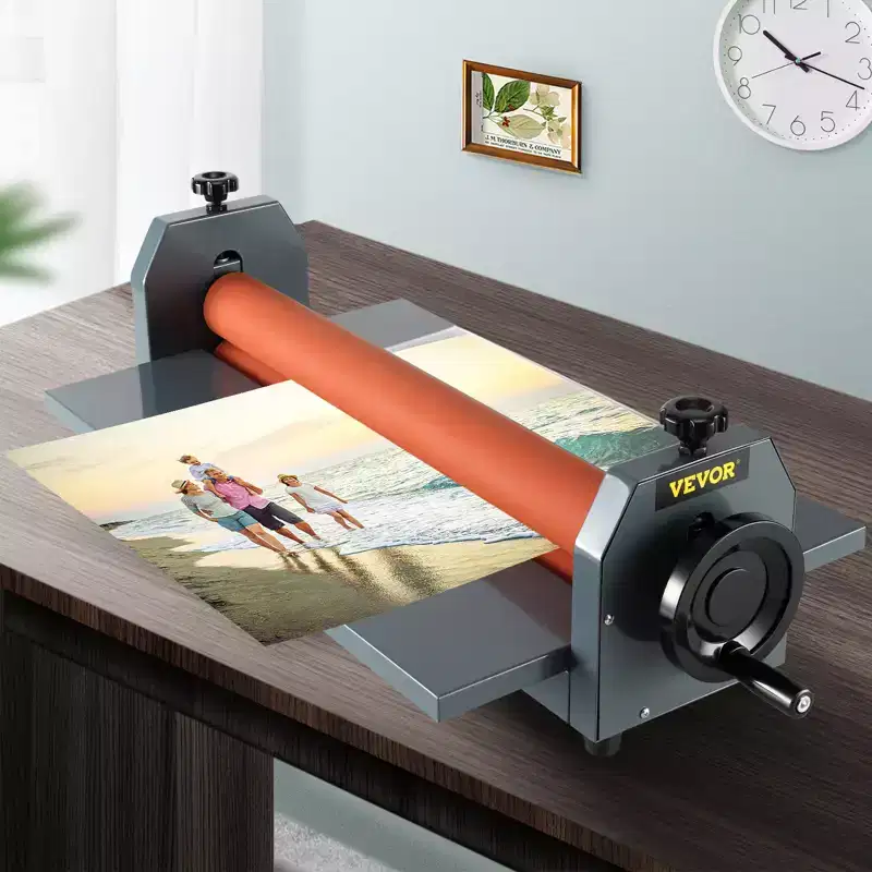 VEVOR 29.5 750MM Manual Cold Roll Laminator Vinyl Photo Film Mounting Laminating Machine, Grey&Orange