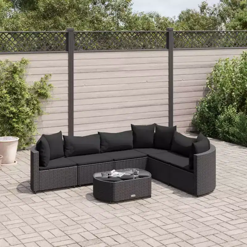 vidaXL Patio Sofa Set with Cushions Lounge Setting Outdoor Furniture Poly Rattan
