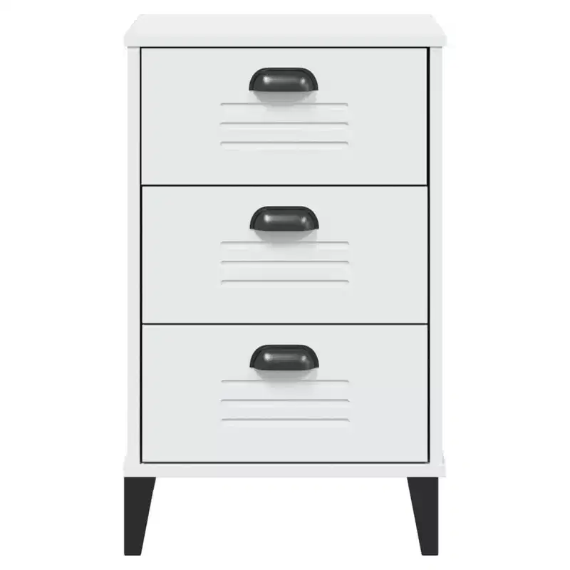 vidaXL Bedside Cabinet Accent End Table Bedroom Furniture Engineered Wood - White Anthracite Gray