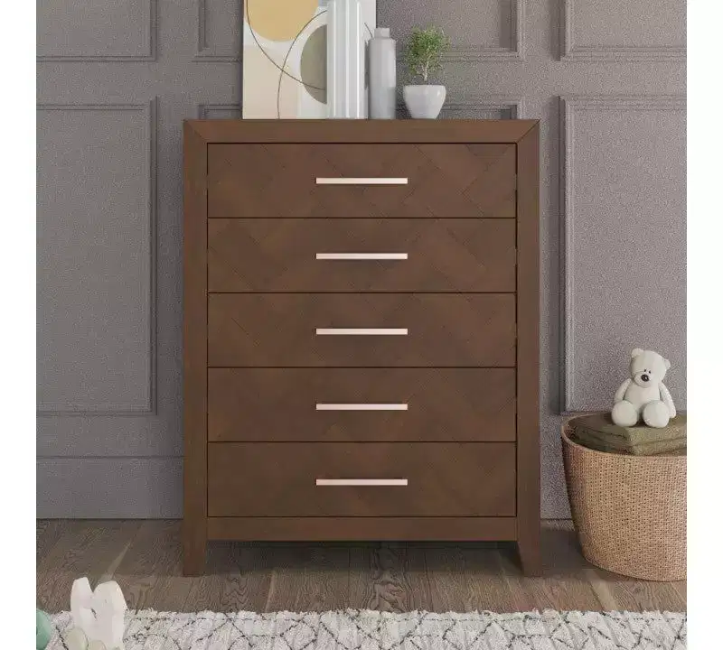 Child Craft Kieran 4-in-1 Convertible Crib, Double Dresser, Chest, and Nightstand 4-Piece Nursery Set