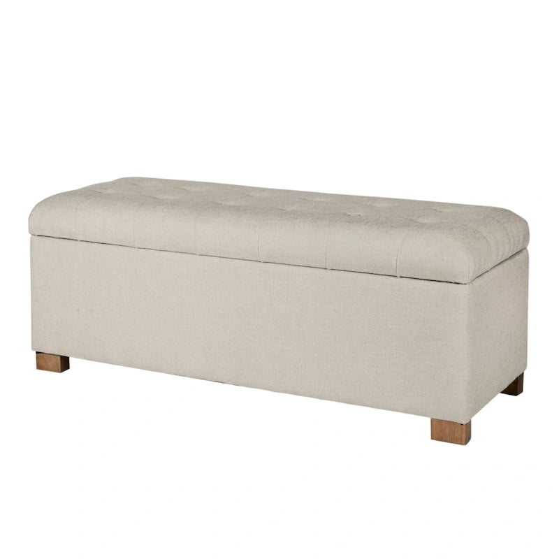 Beige Tufted Storage Bench