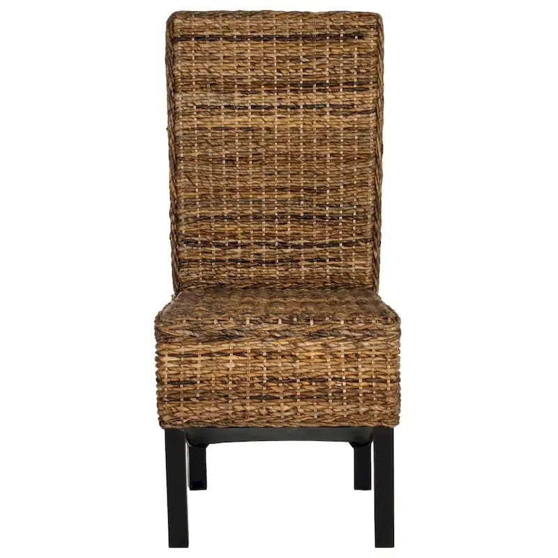Set of 2 Natural Wicker Dining Chairs 19W x 22D x 41H, Boho Coastal Style