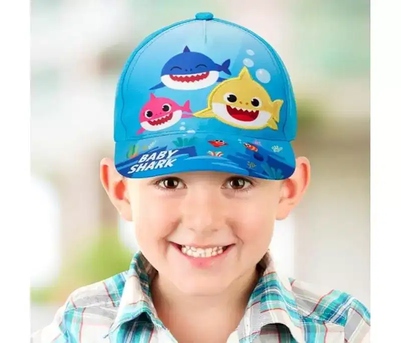 Baby Shark Boys 2 Pack Adjustable Baseball Cap, Toddler Ages 2-4 (White/Blue)