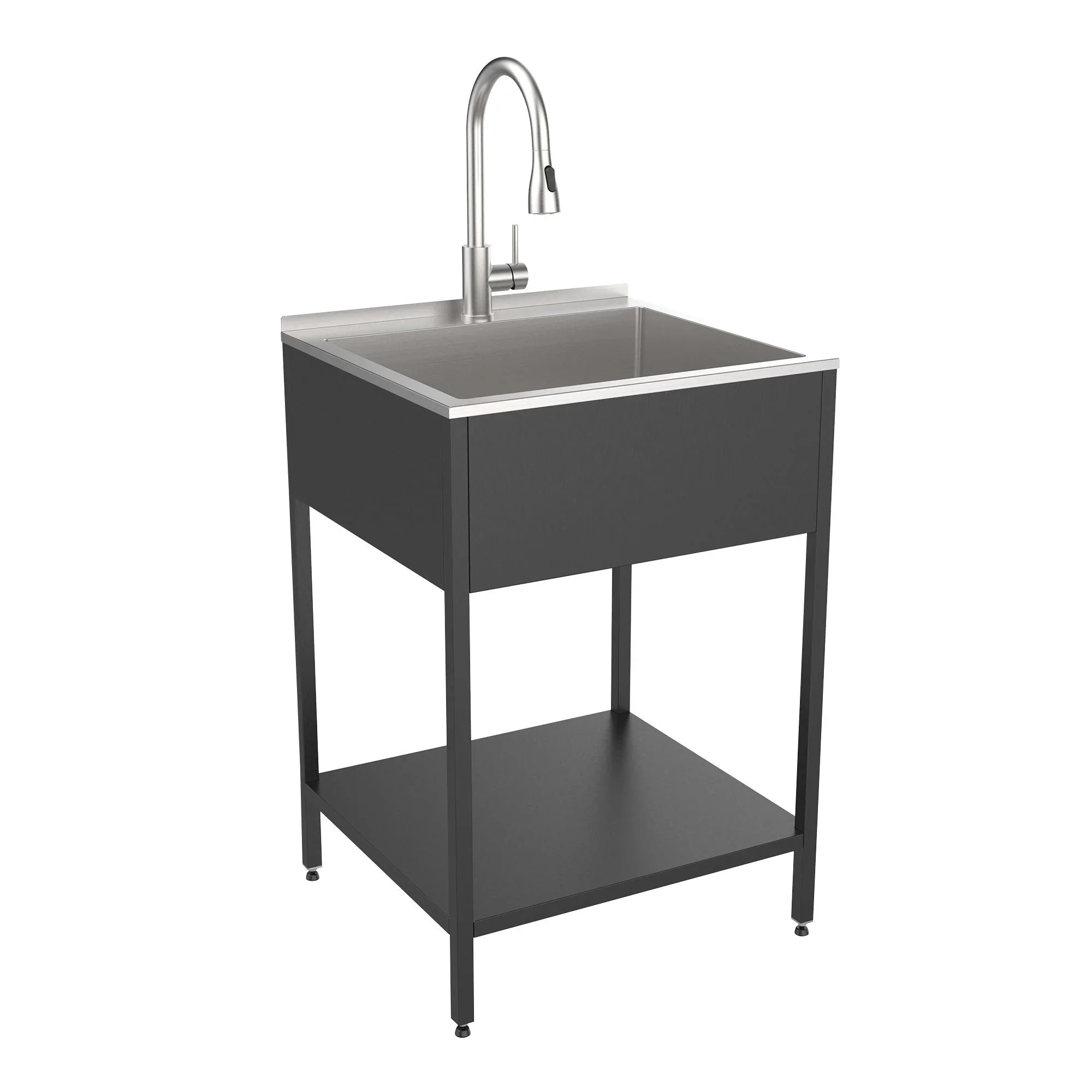 24-in W x 22-in D x 35-in H Stainless Steel Laundry Sink and Wash Stand