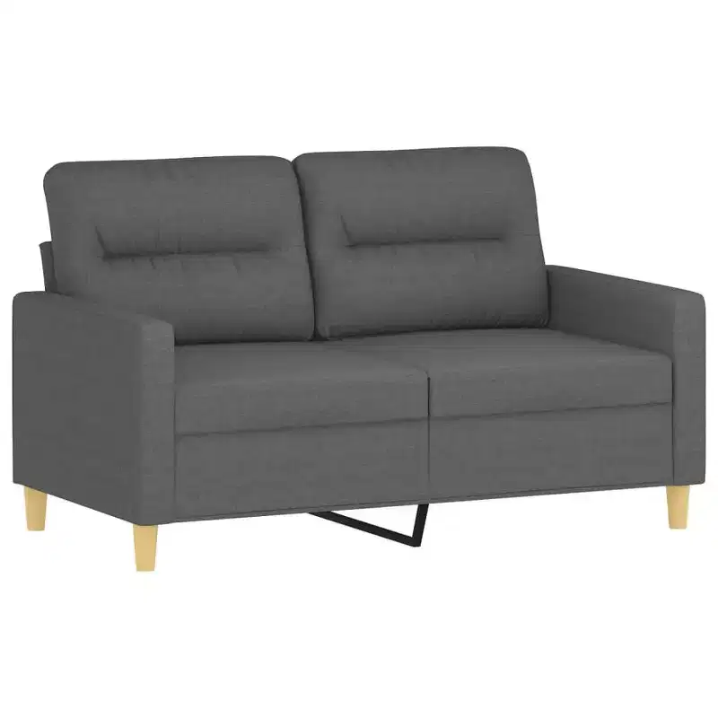 vidaXL 2-Piece Fabric Sofa Set with Pillows, Comfortable Seating Lounger, Metal and Plywood Frame, Dark Gray Polyester, for Living Room or Lounge Area