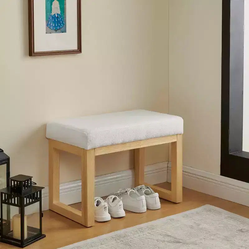 MAYEERTY Shoe Changing Bench with Wooden Frame and a Soft Cushioned Seat for Small Space Hallway Living Room Beige