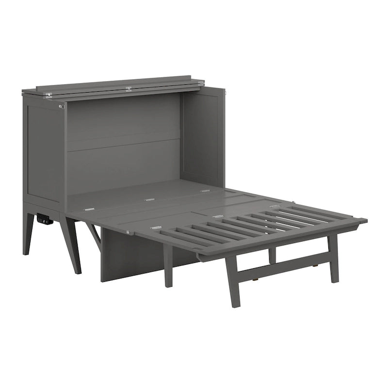 Grey Full Murphy Bed Desk with Built-in Workspace