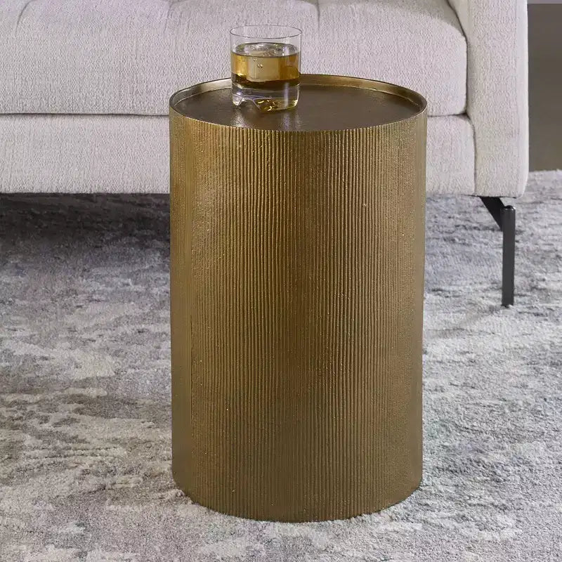 Uttermost Glam Aluminum Round Accent Table 12 Wide Antique Gold for Living Room Bedroom Bedside Entryway House Office Bathroom