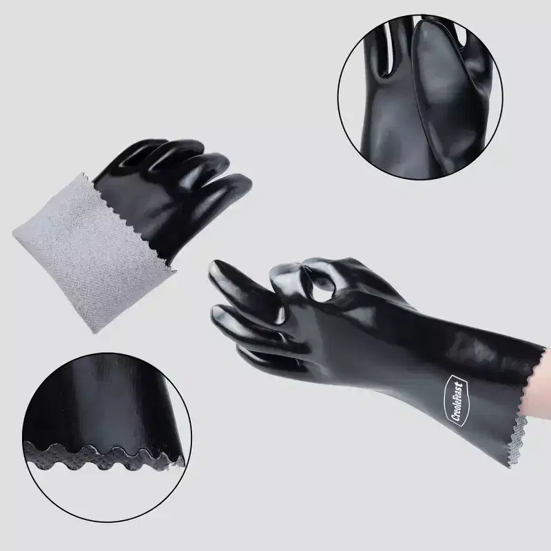 Creole Feast Heavy-Duty Insulated High Heat-Resistant Water-proof Oven Gloves Black: BBQ & Grill Safe, Cotton Crafted