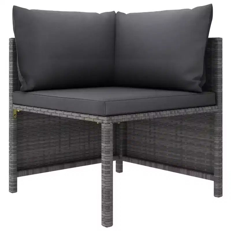 vidaXL 4-Piece Patio Lounge Set - Outdoor Furniture with Cushions - Weather-Resistant Poly Rattan - Gray/Anthracite - Easy to Clean & Maintain