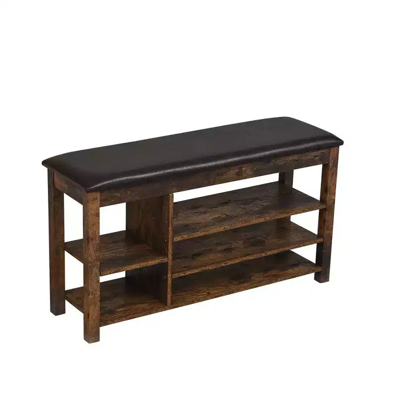 Homy Casa Lift-Top Shoe Bench with Adjustable Lower Shelves and Hidden Storage, Small Space, Holiday Gift, Vintage Brown