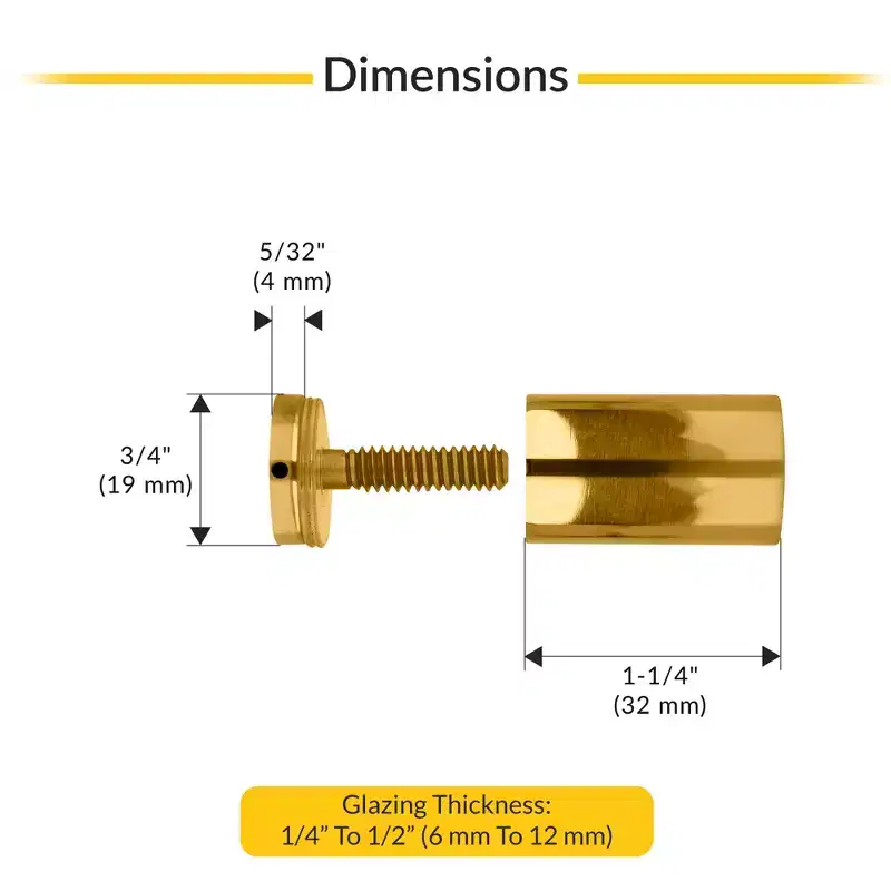 Brixwell BSK212BR Polished Brass Cylinder Style Single-Sided Shower Door Knob