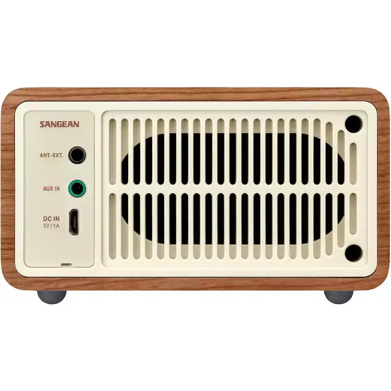 Sangean WR7 Wood Cabinet Mini Bluetooth Speaker with FM Tuner and Aux-in.
