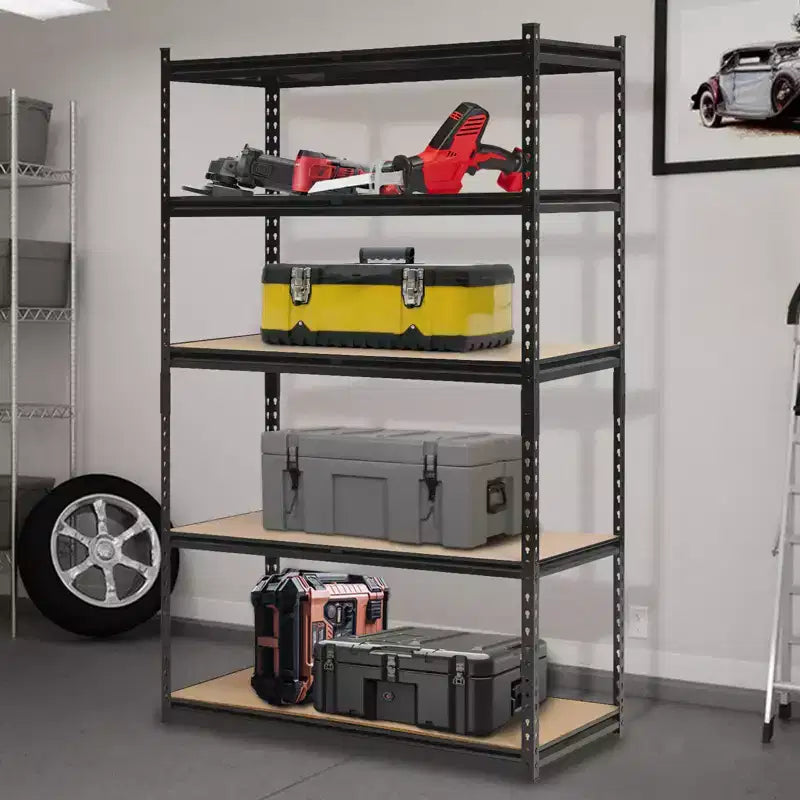Acekool Garage Home Storage, 5 Tier 36 in Metal Shelving Unit, Heavy Duty Adjustable Utility Storage Shelves for Pantry Basement, Black