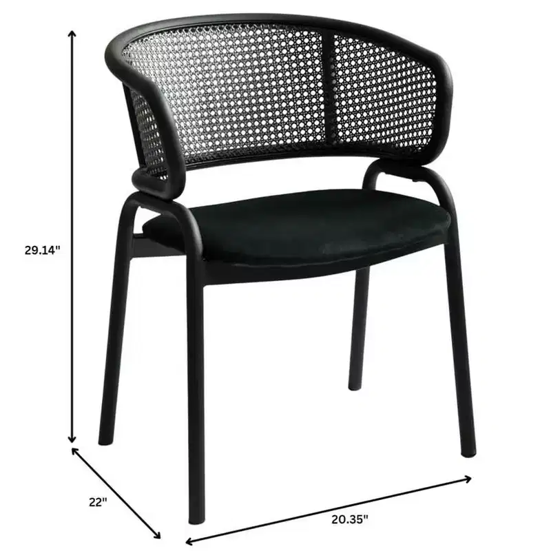 LeisureMod Ervilla Modern Dining Side Chair  Cozy Upholstered Accent Armchair with Black Iron Legs, Kitchen, Dining Room, Cafe, Restaurant Seating