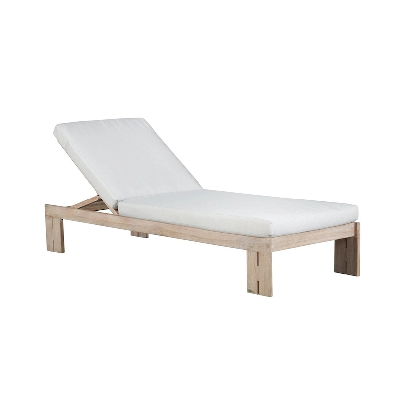 Paradiso Outdoor Teak Chaise - Light Gray Fabric