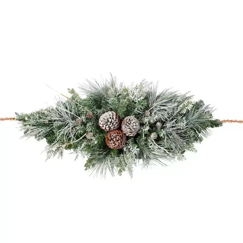 Haute Décor 36" Battery Operated Pre-Lit LED Snowfall Creek Christmas Artificial Mailbox Swag White Lights