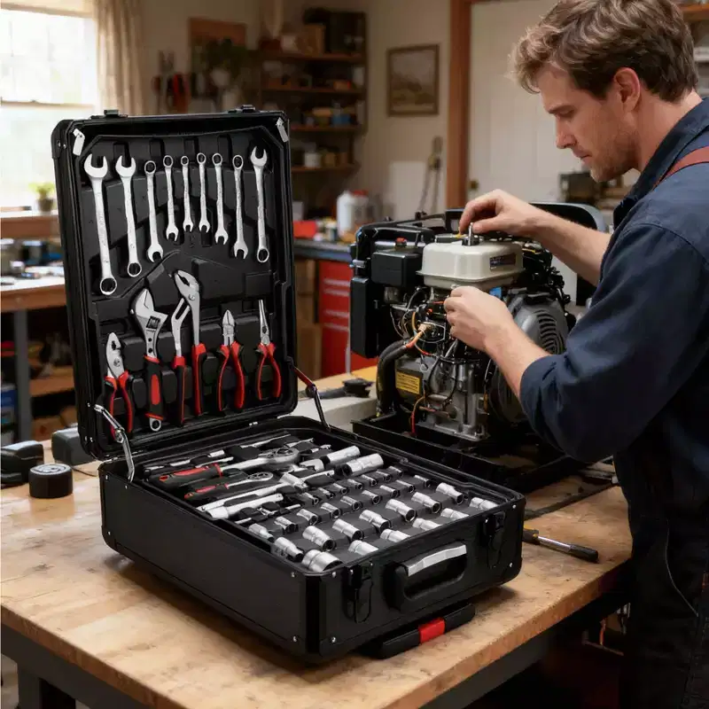 SUGIFT 399 Piece Home Repair Hand Tool Set with Rolling Carrying Case and Wheels