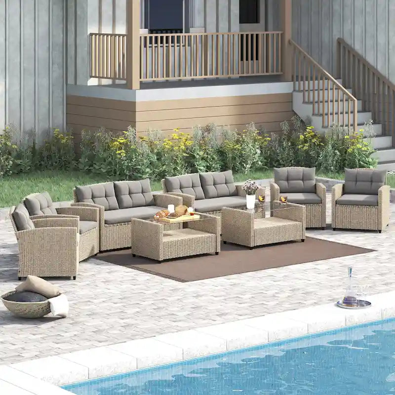 Corvus Armitage 8-piece Outdoor Wicker Sofa Set with Cushions