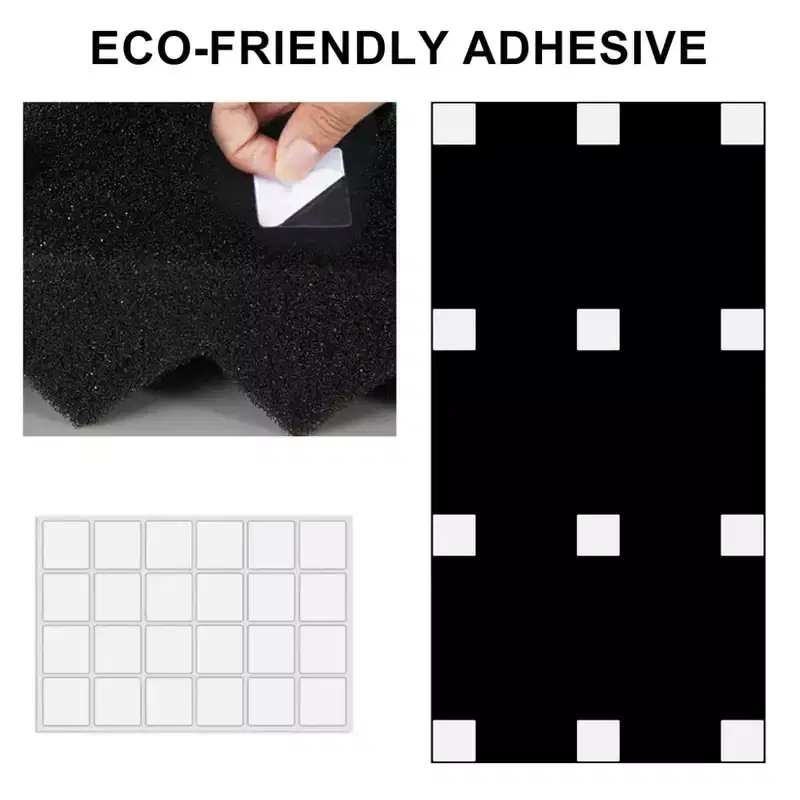 2-Pack 48x24x2 in Black Acoustic Soundproof Panels - Noise Reducing Foam for Bedroom Studio Media Room