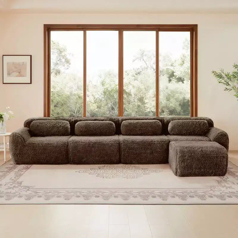 L-shaped Soft Plush Modular Sofa,32D HD Sponge,Anti-Slip Bottom,Free Combination,No Assembly,Buckle Connection for Living Rooms