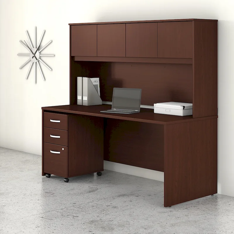 72 Office Desk with Hutch & 3-Drawer Mobile File Cabinet