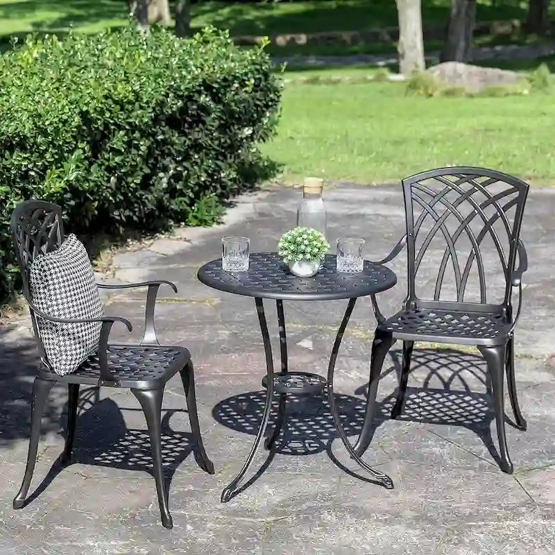 Patio Sets Cast Aluminum Table and Chairs Set with Umbrella Hole