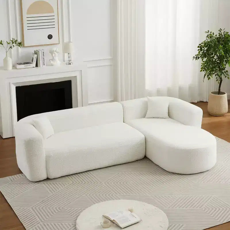 Clihome 109.4 L-Shaped Modular Sectional Sofa Right Chaise Chenille Fabric Cloud Sofa with 2 Pillows