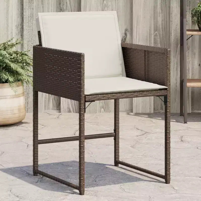 vidaXL Patio Chairs with Cushions - 4 Pcs Brown Poly Rattan Outdoor/Garden Furniture with Foldable Flap Backrest, Cushions and Washable Covers