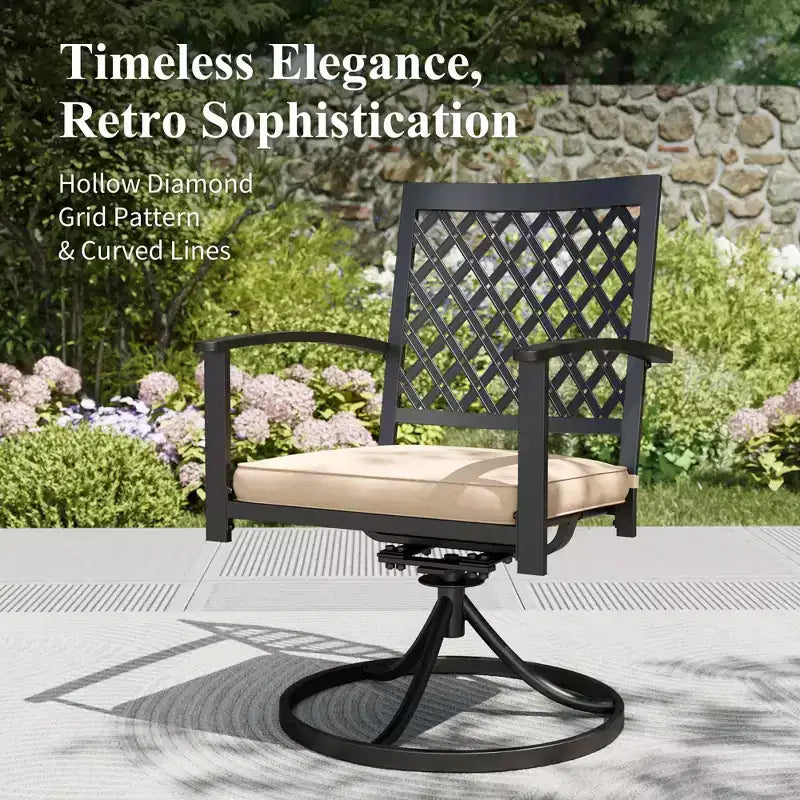 Captiva Designs Outdoor Patio Dining Swivel Steel Chairs with Thick Cushions