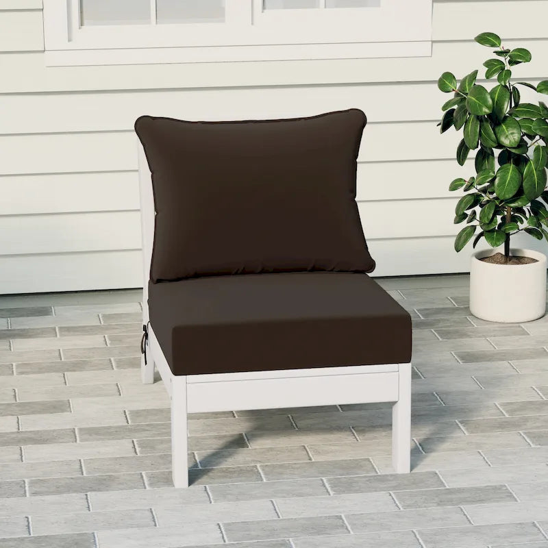 Polytrends Birchwood All Weather HDPE Outdoor Patio Deep Seating White Armless Chair With Cushions (1-Piece)