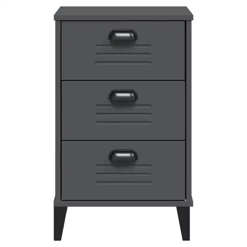 vidaXL Bedside Cabinet Accent End Table Bedroom Furniture Engineered Wood - White Anthracite Gray