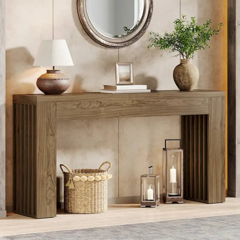 Farmhouse Engineered Wood Console Table 59 inch