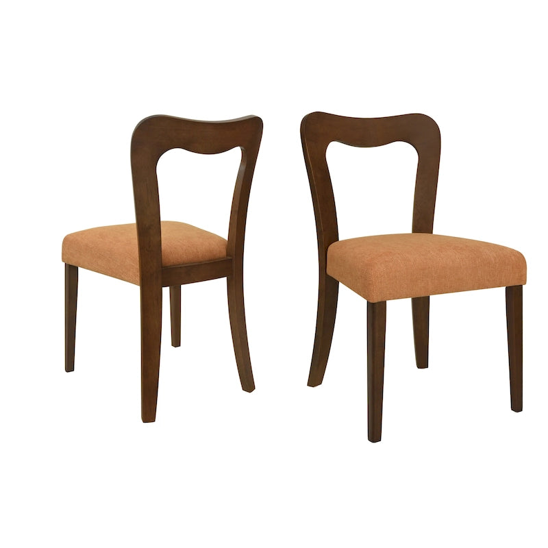 Modern Upholstered Dining Chair Set of 2 with Open-Back Design