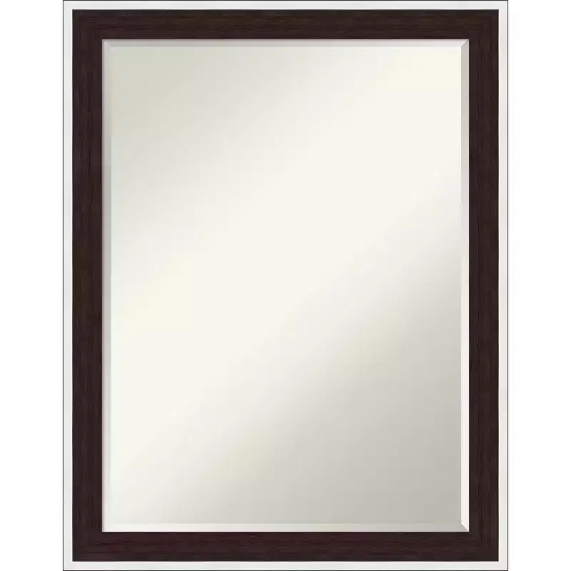 Half-Inch-Bevel Framed Bathroom Vanity Wall Mirror, Espresso Silver, 24x18 in