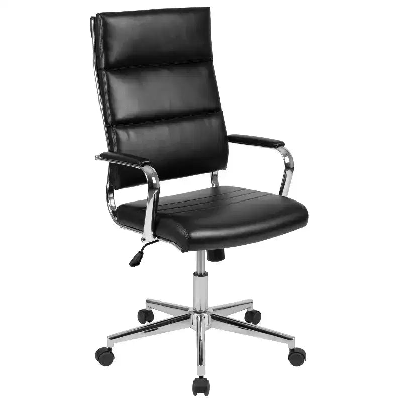 High Panel-Back Ergonomic Executive Office Chair with Padded Metal Arms, 360�� Swivel